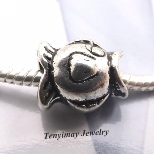 Cute Fish Shape Antique Alloy Beads European Charm Beads For Snake Chain Bracelet LB847