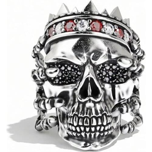 USTAR Domineering punk skull Men Rings Shiny CZ Hip hop rock accessories rings for men jewelry male anel gift