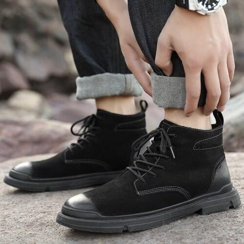 MEN ankle casual winter riding man for Winter home boot boots ANKLE boty cowboy coturno shoes waterproof chelsea black leather