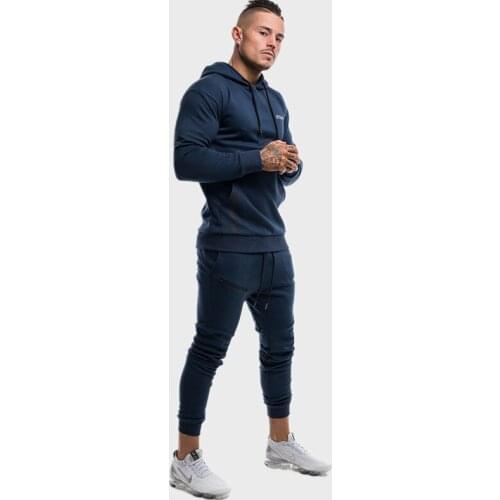 Mens Sport Suit Men Bodybuilding Jacket Pants Sports Suits Gyms Fitness Running Set Sportwear Tracksuit Mens Hoodies+Pants