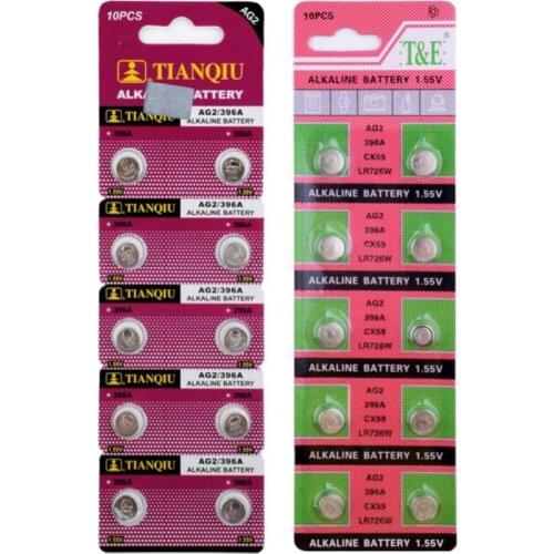 Cheap AG2 20PCS 1.55V Alkaline Battery LR726 396 SR726 196 SG2 SR9 726 LR59 Cell Coin Batteries For Watch Toys Remoteys Remote