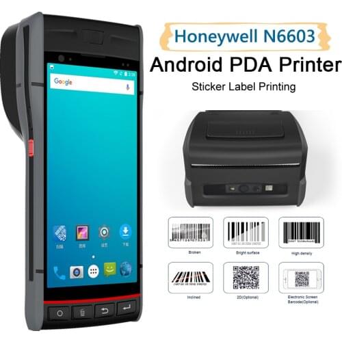 5.5'' Android 8.1 2G 16G PDA Built In 2 Inch Thermal Label Printer PDA Terminal With Honeywell Barcode Scanner 13.56Mhz NFC POS
