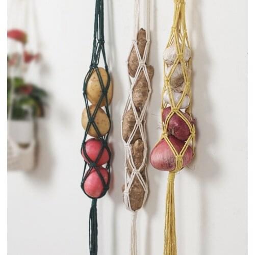 Macrame Hanging Fruit Basket Potato Storage Onion Storage Kitchen Organizer Wall Hanging Food Storage Containers