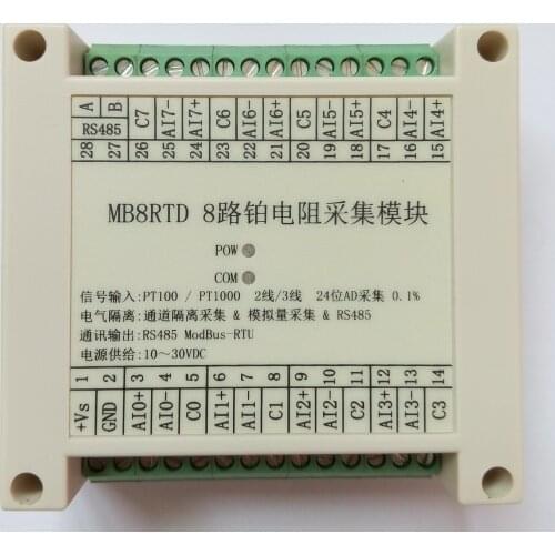 PT100 PT1000 8 RTD High Precision Platinum Resistance Temperature Acquisition Module MODBUS RS485