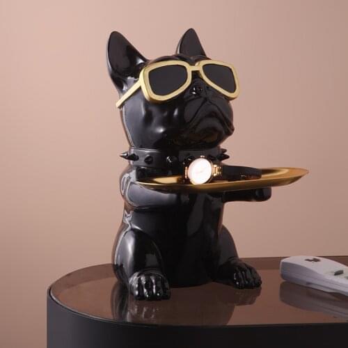 Nordic Creative Resin Craft Bulldog Storage Tray Ornaments Living Room Bedroom Decoration Home Decor Accessories