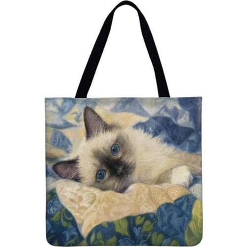 Lovely Cat Printed Shoulder Shopping Bag Casual Ladies Large Capacity Environmental friendly Tote Handbags 2021 new