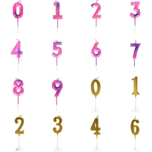 Happy Birthday Number Cake Candles Colorful 0 1 2 3 4 5 6 7 8 9 Cake Topper Kids Girls Boys Bar Baby Party Supplies Decoration