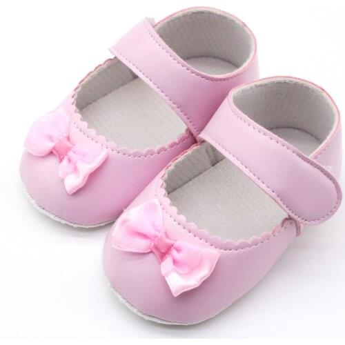 2021 Baby Girls Shoes 0-18 Month Toddler Infant First Walkers Spring Soft Sole Non-Slip PU Princess Casual Shoes with Bowknot