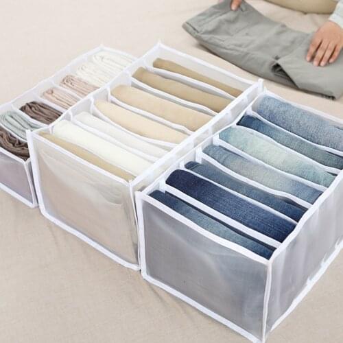 7 Grids Jeans Pants Shirt Storage Box Foldable Closet Clothes Pants Drawer Compartment Bag Drawer Divider Closet Organizer