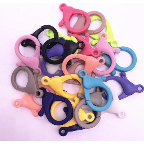 10pcs/lot 35*20mm Candy Colors Lobster Clasps Hooks Key Chain Sweet Key Rings for DIY Charms Keychain Jewelry Making Accessories