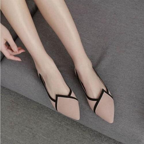 Net Celebrity Pointed Toe Womens Shoes Fall Versatile Single-Layer Shoes Soft Bottom Suede Work Shoes Fairy Gentle Flat Shoes