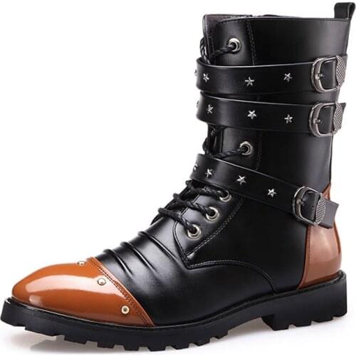 YIQITAZER 2019 Winter Mid-calf Military Work Boots Man Shoes,Mens Boots Waterproof Oxfords Motorcycle Cowboy Boots Man