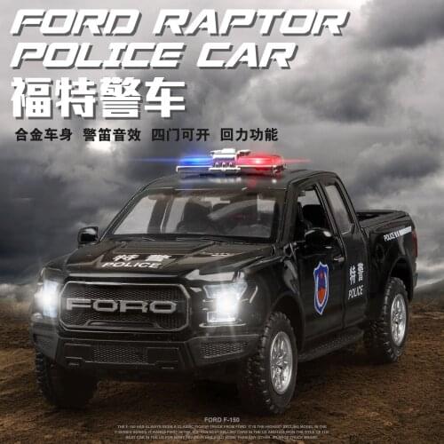 1:32 high simulation Ford Raptor F150 childrens toy alloy off-road police car model for children gifts