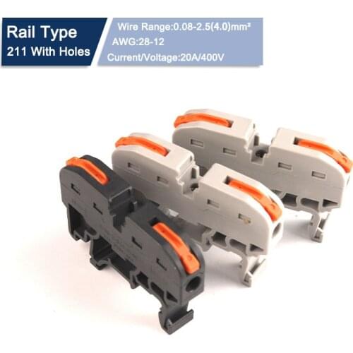 10 PCS Din Rail Wire Connector Quick Wiring Terminal Compact Splicing 211 Quick Cable Connector Instead Of UK Terminal Block