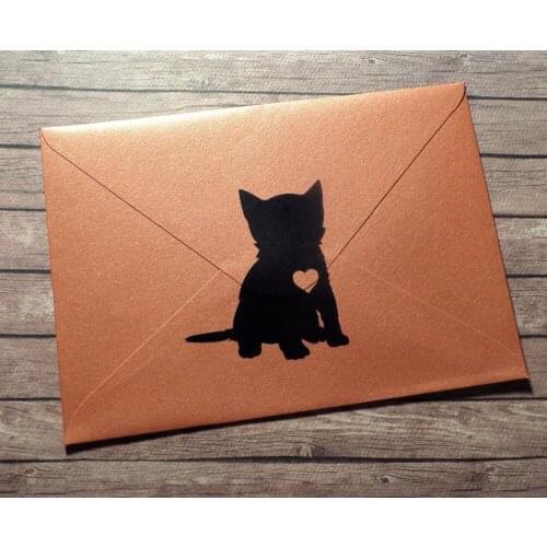 15 Piece/Set Kitten Stickers Vinyl Cat Party Decor Invitation Seal Removable Wallpaper Cat Decals Heart Kitten Birthday LC324