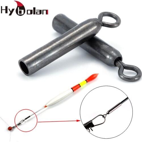 HYBOLAN 20pcs stainless steel Fishing Floats Connector Buoy Bobber Accessories Straight type socket Fishing line fixed tube