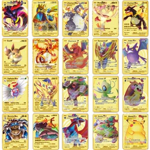 2021 Nieuwe Pokemon Kaarten Metalen V Kaart Pikachu Charizard Gouden Vmax Kaart Collectie Gift Kids Game Collection Kaarten