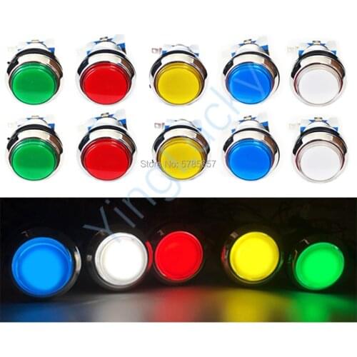 8PCS 12V Arcade Button led 33mm chrome Illuminated push button with micro switch,for arcade machine games Mame Jamma parts