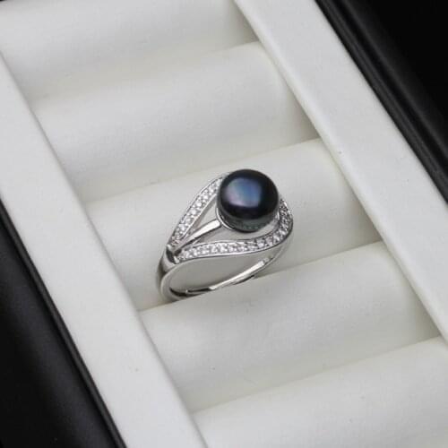 925 Sterling Silver Rings White Natural Freshwater Pearl For Women Jewelry Bridal Wedding Adjustable Pearl Ring Party Gift