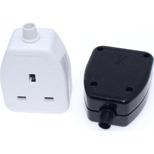 13A 250V UK British Standard Female Socket Power Adaptor Detachable Power Cord Cable Connector Socket White/Black