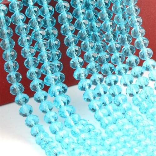 Loose 2mm-14mm Aqua Blue Color Faceted Rondelle Glass Crystal Beads DIY Hand Craft For Clothing&Garment Art Decoration