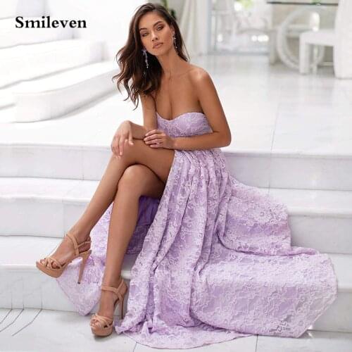 Smileven Elegant Purple Full Lace Evening Dresses Sweetheart Neck Long Formal Dresses Women Corset Party Gowns