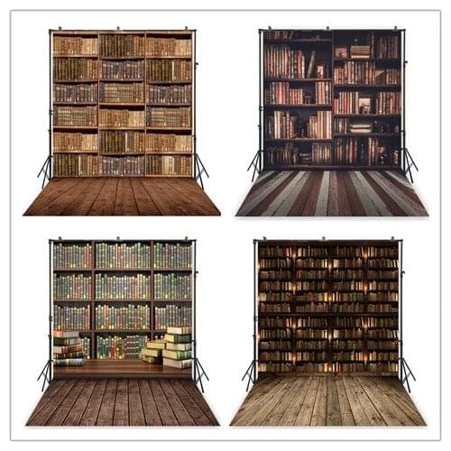 Photography Backdrop Old Vintage Bookshelf Library Boys Child Birthday Photo Background Studio Portraits Photoshoot Props Drops