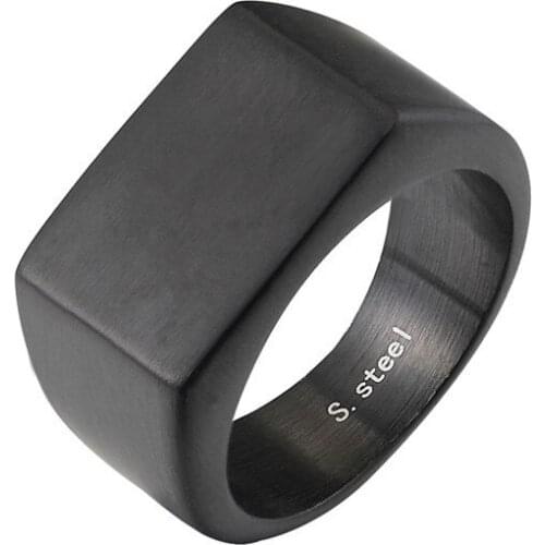 Smooth Brushed Mens Black and Steel Titanium Steel Irregular Ring