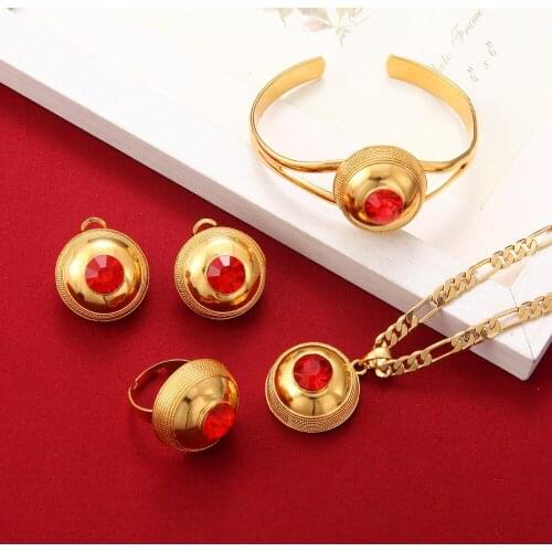 New Arrival Ethiopian Style Set Jewelry Necklace Bracelet Earring Ring Pendant Sets Eritrea Habesha African Women