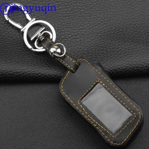 Jingyuqin 3 BTNS Remote Leather Key Cover Case A93 Keychain Silicone Case For Starline A93 A63 Two Way Car Alarm