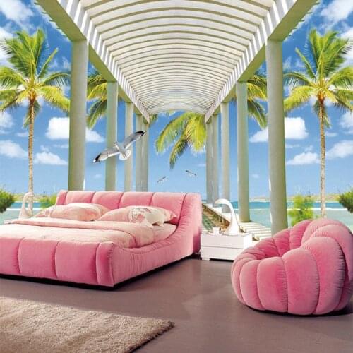 Beautiful Garden Background Wallpaper 3D Space Extension TV Sofa Wallpaper Aegean Hawaii Home Decoration Stickers