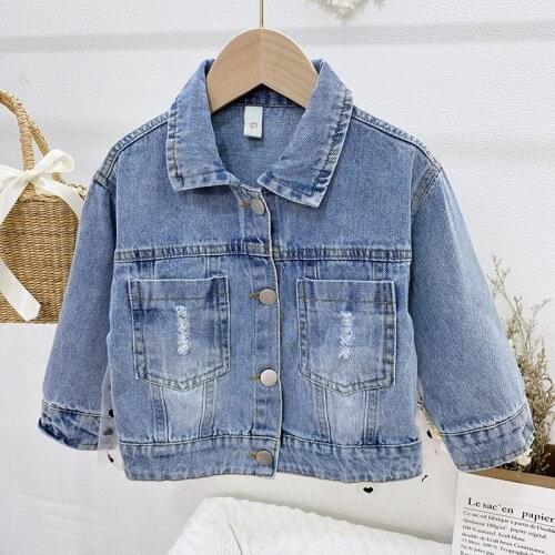 Jackets for Baby Girls New Spring & Autumn Long Sleeve Children Denim Coat for Kids Clothes Fashion Toddler Patchwork Coats