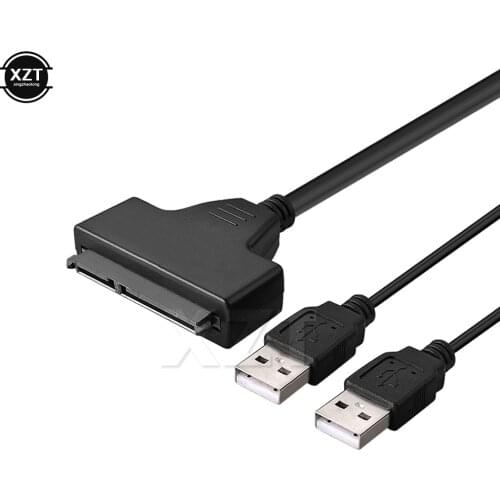 Hot Selling Dual USB 2.0 To Sata 22 Pin 2.5 Inch Hard Drive HDD Adapter Converter Serial ATA DVD CD With Power Cable