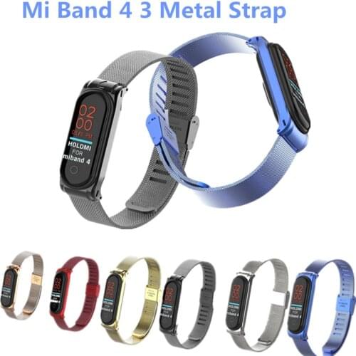 Strap For Xiaomi Mi Band 3 4 Wrist Metal Bracelet Screwless Stainless Steel MIband for Mi Band 4 3 Strap Wristbands Pulseira