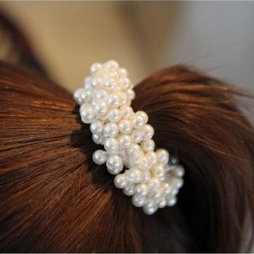 Fashion Creative New Pearl Girl Elasticity Hair Rope For Women Flower Rubber Korean Pop Headband Accessories Wholesale