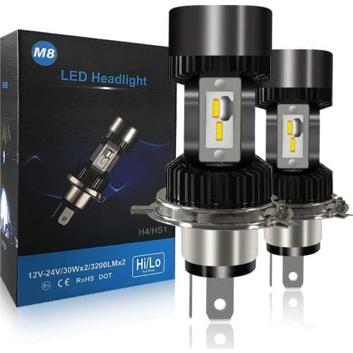 Motorcycle Headlight LED H4/HS1 Hilo LED Moto LED Light 6000K 3200Lm Lights Bulb Hi-low Beam Motorbike Headlamp White Light 12V