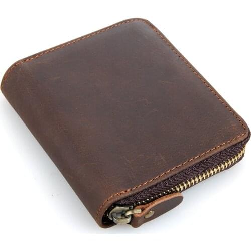 Men Orgnaizer Clutch Vintage Wallets Bags Genuine Leather 2021 Male Zipper Brand Money Clips Short Card Holders Wallet Bag