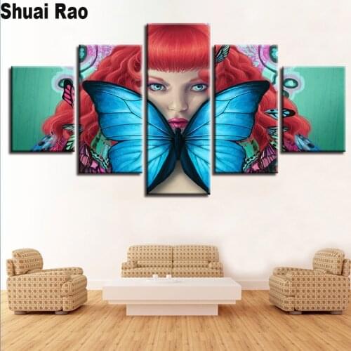 Blue Butterfly diamond painting full square & round drill Diamond embroidery mosaic 5d diy Landscape 5 Pieces home decor