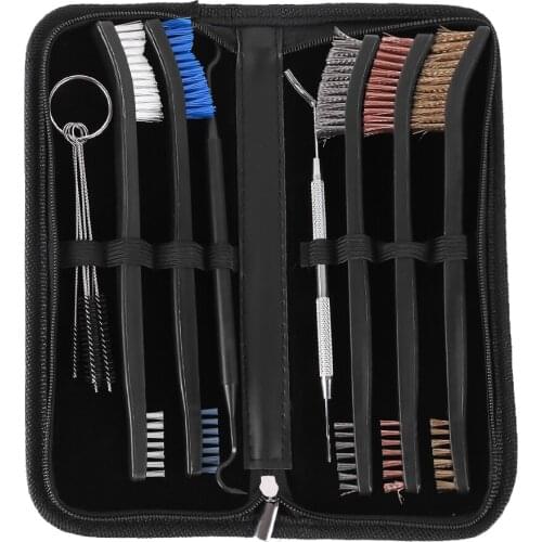 8Pcs/Set Gun Cleaning Kit Set with Storage Pouch Hunting Rifle Pistol Shotgun Cleaning Tool Set 3 Brass Brush + 2 Nylon Brush
