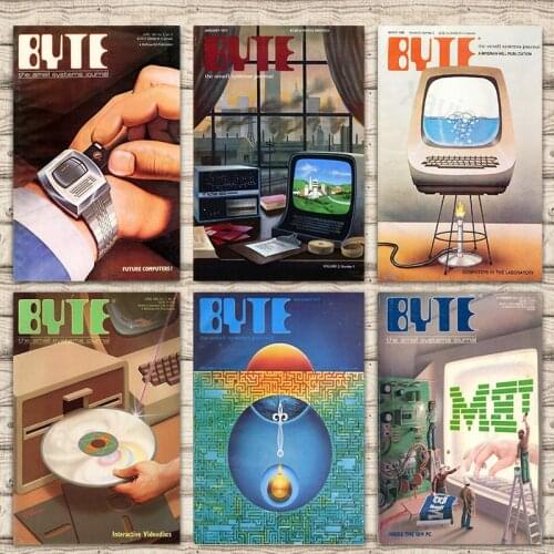 Nordic Retro Wall Art Poster 70S Computer Future Byte Science Fiction Canvas Painting Home Decoration Living Room Mural No Frame