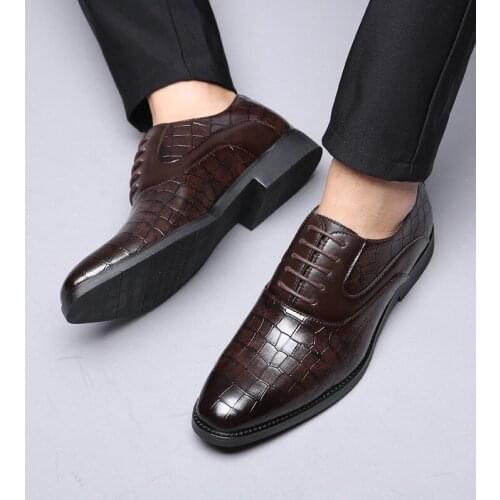 New Men Dress Shoes Business Derby Shoes Fashion Trend Casual Leather Shoes Color Matching Shoes Large Size Mens Shoes