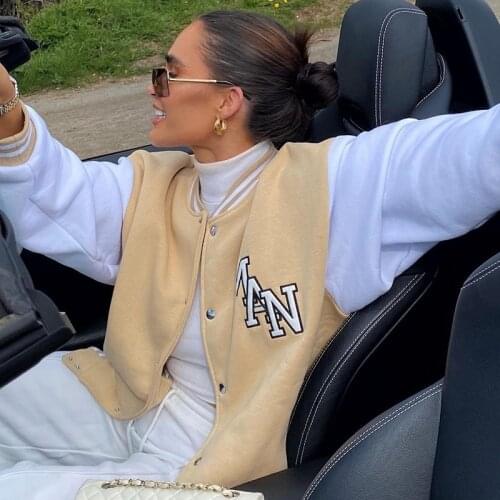 Single-breasted Stand-up Collar Letter Embroidery Baseball Uniform Jacket Womens Sports Shirt Super Dalian Hoodie Women Jacket