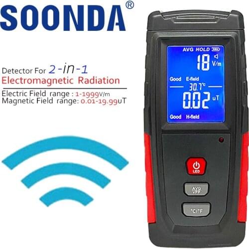 Rechargeable 2-in-1 Radiation Tester Detect Electric/Magnetic Field Radiation Automatic Alarm EMF Meter Real-time Measure Wires