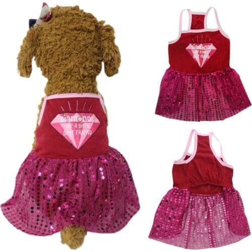 Sequins Princess Dress Pet Clothing Dog Clothes Small Costume Skirt Cute French Bulldog Summer Girl Collar Perro