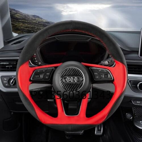 Suitable for Audi A4L A3 A5 A6L A7 Q3 Q5L Q7 TT Q5 leather hand-sewn steering wheel cover