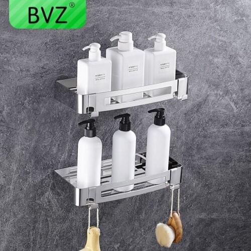 BVZ Stainless Steel Bathroom Shelf Bath Shampoo Holder Shower Basket Corner Shelves Kitchen Storage Bathroom Accessories