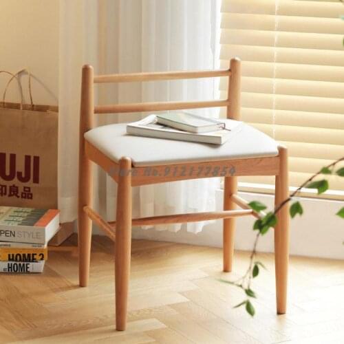 Beimo furniture makeup stool solid wood nordic bedroom soft bag shoe changing stool Japanese simple cherry wood dressing chair