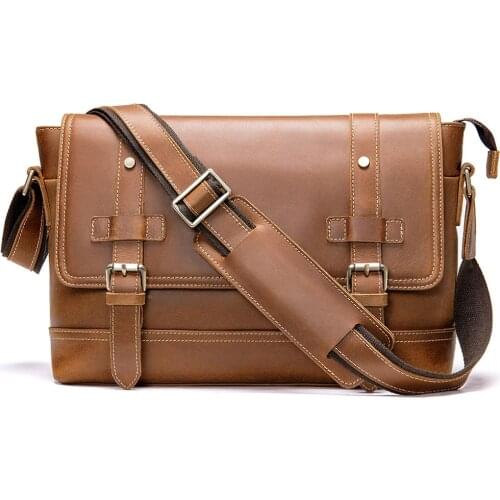 MAHEU Leather Shoulder Bag real cowskin messenger bag men male leather crossbody bags shcool bag for boys Size A4