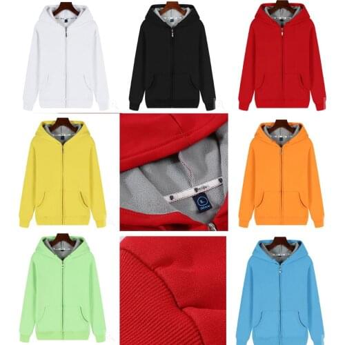 Hot sale hoodies for Men Women Female Casual Thick Fleece warm Long Sleeve zip hoodie winter jacket coat Comfortable hooded