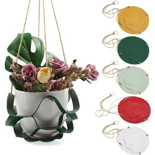 Plant Hanger Indoor PU Leather Wall Hanging Outdoor Flower Pot Balcony Potted Plant Rack Basket Home Garden Plant Decoration